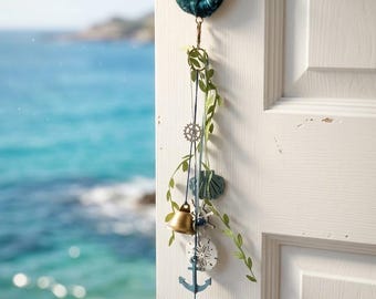 Handmade Sea Witch Bells | Coastal Greenery Door Hanger | Pagan Water Element Decor