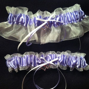 Starfish Lavender and White Wedding Garter or Set - Destination Beach Wedding - Plus Size other Charms and Colors Available - Lilac Garter