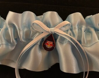 Light Blue Garter Satin Bridal Wedding Garter with New York Red Bulls Soccer charm available in plus and other colors - Something Blue