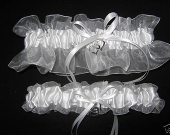 Handcuffs White Garter Wedding Garter or Set - Cop Police Wedding - Plus Size & other Charms Available