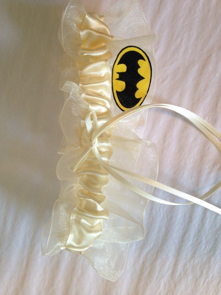 Ivory Batman Wedding Garter or Set