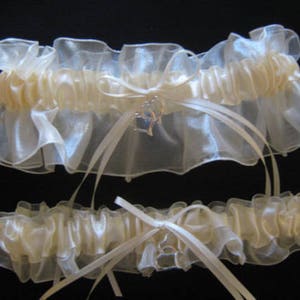 Fish Charm Ivory Wedding Garter or Set -  Fisherman Hunter Garter Wedding - Plus Size & Other Charms Available - Prom Garter - Ivory Garter