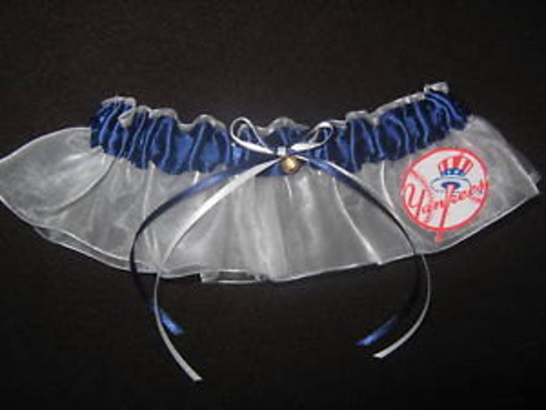 Yankees Wedding Garter handmade with Yankees fabric