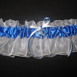 Dragonfly Royal Blue and White Wedding Garter or Set Something Blue Garter Summer Wedding Plus Size and other Charms Available image 2