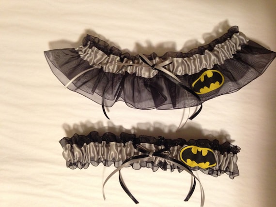 Silver and Black Batman Wedding Garter or Set