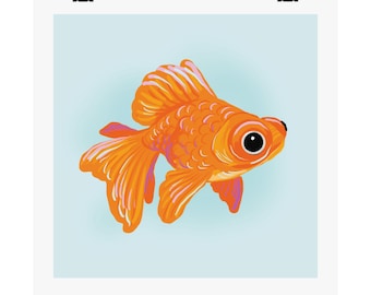 Whimsical Goldfish Art Poster: Room Ocean Decor