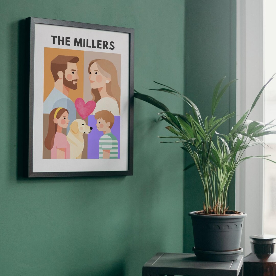 Custom Family Illustration From Photo, Personalized Wall Art, Printable ...