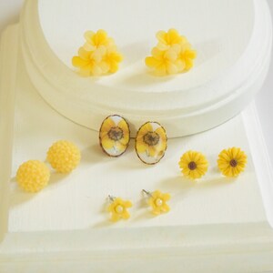 Yellow Flower Earrings | Stud Back Earrings