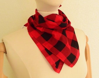 Springsteen Gingham Print Bandana | Soft 100% Cotton Bandanas | Buffalo Red and Black Gingham Square Print Bandana