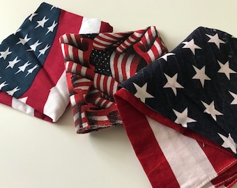 American Flag Print Bandana | 100% Cotton Bandana | Stoned Washed Bandana