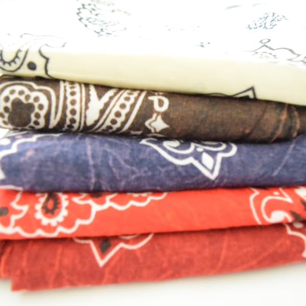 Stoned Washed Paisley Bandana | Soft 100% Cotton Bandanas | Black, Red, Burgundy, Navy Paisley Print Bandana | Beige with Black Bandana