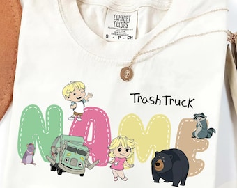 Custom Name Trash Truck Shirt, Trash Truck Dad Mom Sis Bro Shirt, Family Birthday Party Trash Truck shirts, Trash Truck Baby Tee