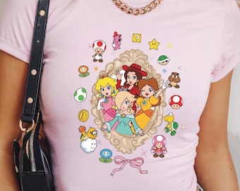 Super Mario Shirt: Princess Peach Daisy Rosalina Shirt, Mario Baby Tee Croptank, Birthday Gift for Girls, Mario Women's Shirt, Epic Universe