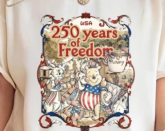 Winnie the Pooh 4th of July USA 250th Anniversary Shirt Comfort Colors, Patriotic Pooh and Friends 1776 2026 Tee, Family Trip Outfit Gift