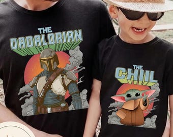 Retro Dadalorian And The Child Shirt, Fathers Day Shirt, The Mandalorian & Grogu Tee, Disneyland WDW Family Trip Shirt 2026
