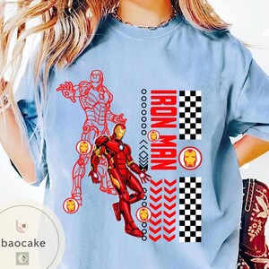 All Characters Checkered Disney Marvel Avengers Shirt, Spiderman Iron Man Signature Birthday Boy Birthday Girl, Marvel Family Group Matching image 5