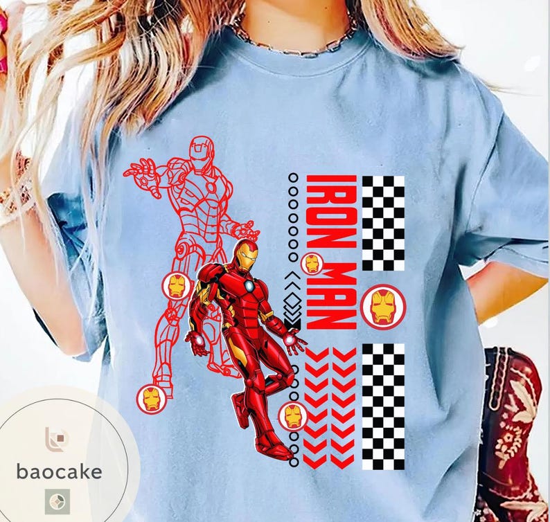 All Characters Checkered Disney Marvel Avengers Shirt, Spiderman Iron Man Signature Birthday Boy Birthday Girl, Marvel Family Group Matching image 5