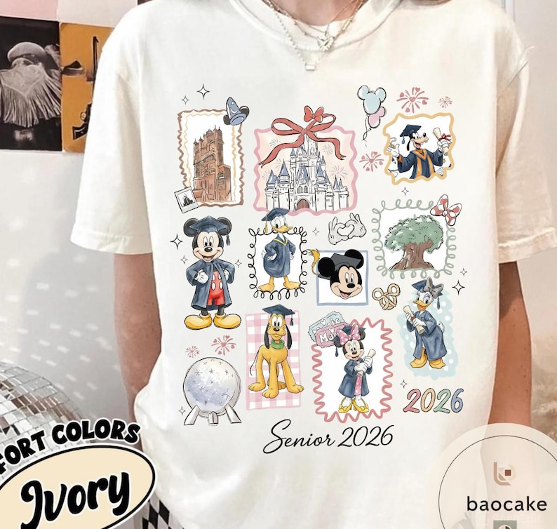 Personalized Mickey & Friends Senior 2026 Shirt, Senior Trip Disney Graduation 2026 Tee, Disney Graduation 2026 Shirt, Disney Grad Squad Tee bild 1