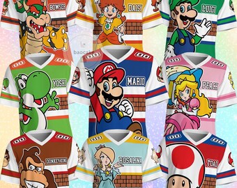 Personalized Mario Football Jersey, Mario Peach Yoshi Shirt, Birthday Baseball Football Jersey, Epic Universe Family Trip, Birthday Gift
