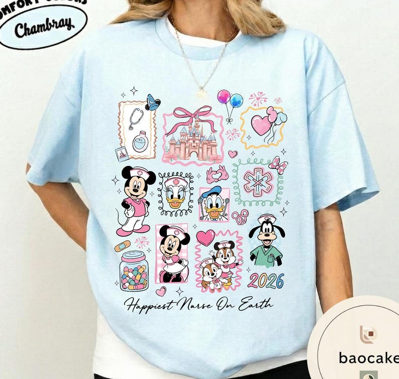 Disney Mickey & Friends Happiest Nurse On Earth Shirt, Happy Nurse Day 2026 tee, Nurse Graduation Gift, Nursing School, WDW Nurse image 9