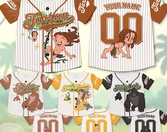 Personalized All Characters Tarzan Baseball Jersey, Disney Tarzan Baseball Family Matching,Family Birthday Baseball Jersey,Tarzan Jane Karla