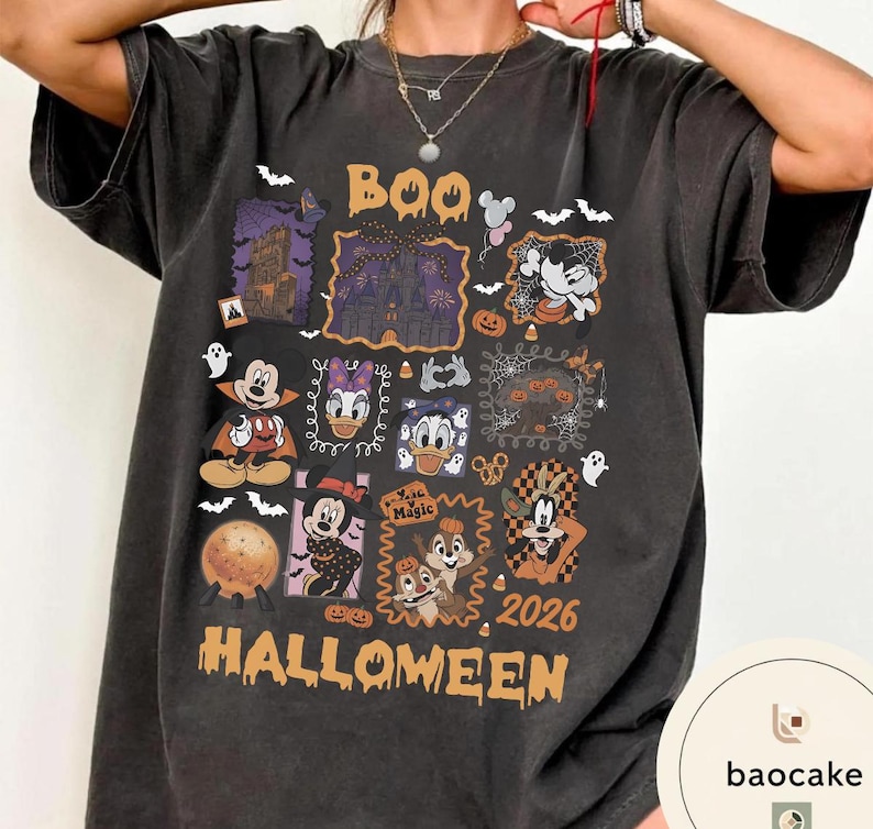Vintage Mickey Ghost Halloween Comfort Colors Shirt, Scariest Place on Earth Tee, Mickey Not So Scary Party,Disney World Family Matching Tee bild 1
