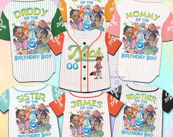 Disney Zootopia Baseball Jersey: Judy Hopps Nick Wilde Birthday Shirt, Disneyland Birthday Family Matching,Zootopia Jersey,Gift for Boy/Girl