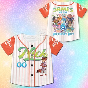 Disney Zootopia Baseball Jersey: Judy Hopps Nick Wilde Birthday Shirt, Disneyland Birthday Family Matching,Zootopia Jersey,Gift for Boy/Girl Bild 2