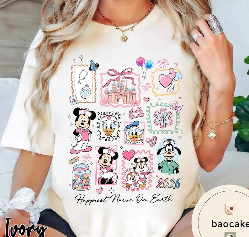 Disney Mickey & Friends Happiest Nurse On Earth Shirt, Happy Nurse Day 2026 tee, Nurse Graduation Gift, Nursing School, WDW Nurse image 1