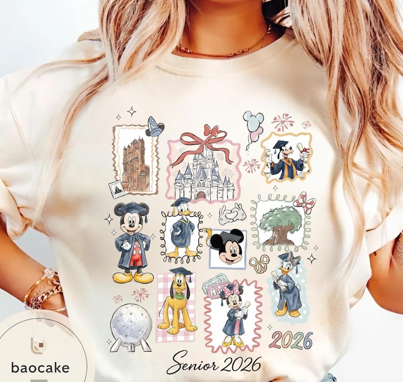 Personalized Mickey & Friends Senior 2026 Shirt, Senior Trip Disney Graduation 2026 Tee, Disney Graduation 2026 Shirt, Disney Grad Squad Tee bild 2