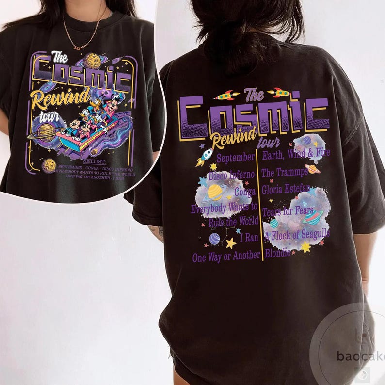 2-sided Mickey & Friends Guardians Of The Galaxy Cosmic Rewind Shirt, Retro Disney Ride Team Matching Tee, Epcot Center 2026 Family Trip image 2