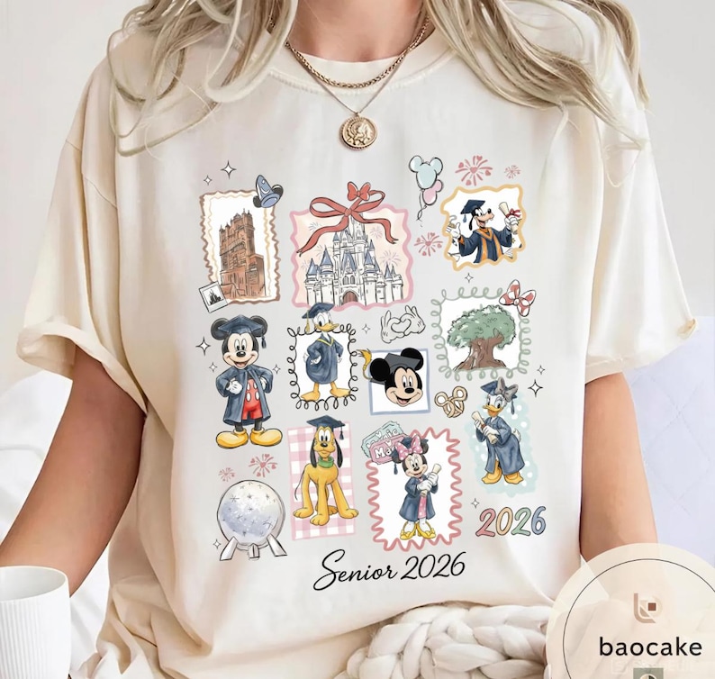 Personalized Mickey & Friends Senior 2026 Shirt, Senior Trip Disney Graduation 2026 Tee, Disney Graduation 2026 Shirt, Disney Grad Squad Tee bild 5