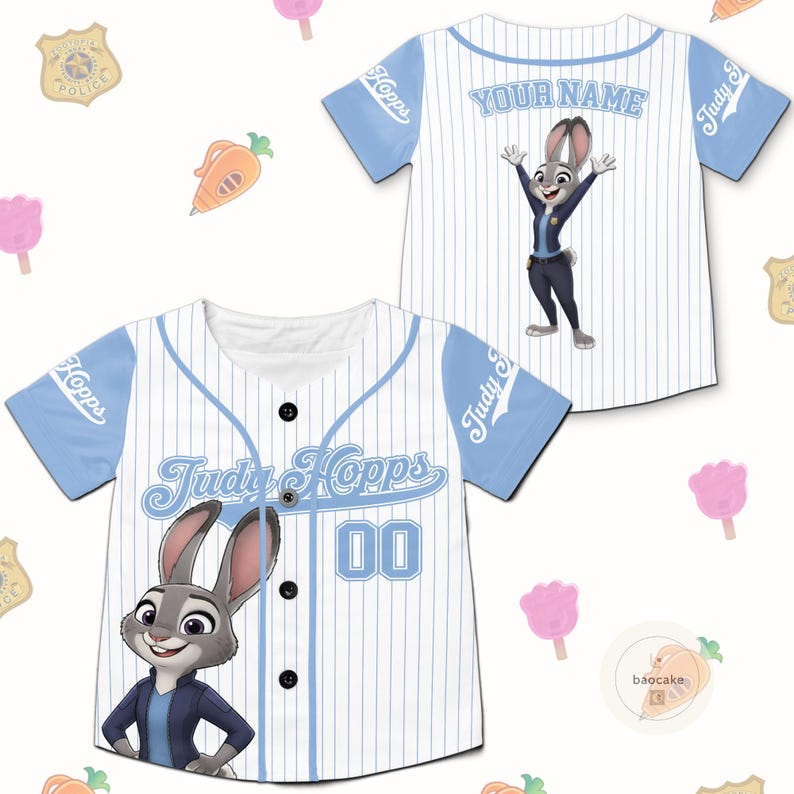 Disney Zootopia Baseball Jersey: Judy Hopps Nick Wilde Birthday Shirt, Disneyland Birthday Family Matching,Zootopia Jersey,Gift for Boy/Girl image 3
