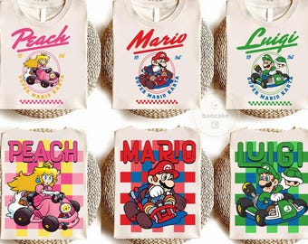 All Characters Super Mario Kart Shirt: Personalized The Super Mario Kart Bros Movie, Mario Epic Universe Family Shirt, Mario Birthday Shirt