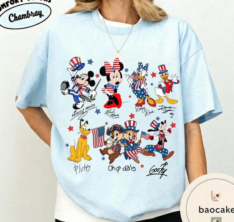 Mickey & Friends 4th Of July T-Shirt Sweatshirt, Disney Vacation Trip Tee, Patriotic Mickey Family Matching Trip 2026 Shirt Gift bild 8
