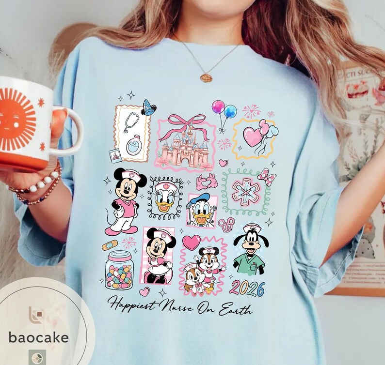 Disney Mickey & Friends Happiest Nurse On Earth Shirt, Happy Nurse Day 2026 tee, Nurse Graduation Gift, Nursing School, WDW Nurse image 7