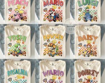 Personalized All Characters Super Mario Shirt, Mario Water color Family Group Shirt, Mario Yoshi Peach Birthday Gifts, Epic universe