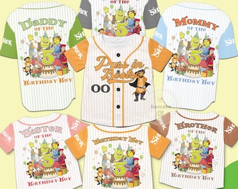 Personalized Shrek Baseball Jersey: Birthday Shrek Family Shirt, All Characters Shrek Fiona Baseball Jersey, Shrek Family Birthday Shirt