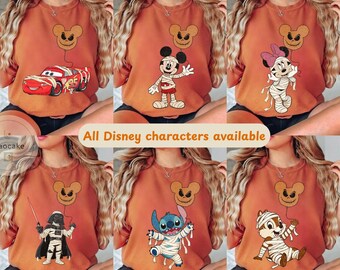 Vintage Disney All Characters Skeleton Halloween Shirt, Mickey & Friends Star Wars Chip Dale, Mickey's Not So Scary Halloween Party Tee