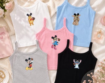 Disney All Characters Snack Shirt, Mickey & Friends Snacking Team Baby Tee Croptank Tank Top, Epcot Tour Snack Shirt