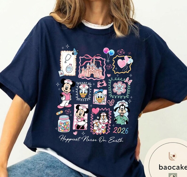 Disney Mickey & Friends Happiest Nurse On Earth Shirt, Happy Nurse Day 2026 tee, Nurse Graduation Gift, Nursing School, WDW Nurse image 10