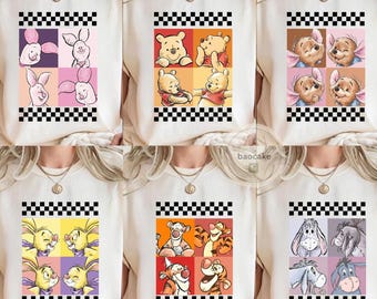 All Characters Winnie The Pooh Shirt, Retro Pooh Tigger Eeyore Piglet Disney Tee, Disney Family Matching Birthday Shirt