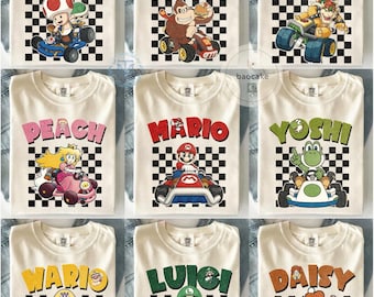 All Characters Retro Mario Kart Shirt, Mario Family Group Shirt, Super Mario Birthday Gifts, Epic universe