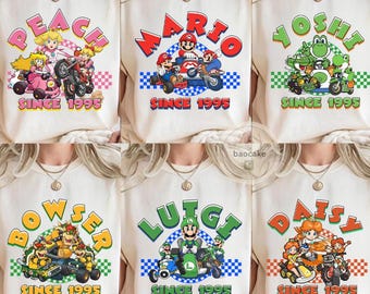 All Characters Super Mario Kart Shirt: Personalized The Super Mario Kart Bros Movie, Mario Epic Universe Family Shirt, Mario Birthday Shirt