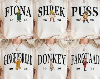 Personalized Shrek Shirt: All Characters Shrek Family Shirt, Shrek Fiona Donkey Group Matching, Shrek Birthday Shirt