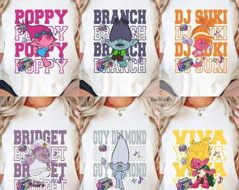Trolls Shirt, Trolls Band Together Princess Queen Poppy Birthday Girl, Branch Birthday Boy, Trolls Family Group Matching Tee
