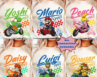 All Characters Super Mario Kart Shirt: Personalized The Super Mario Kart Bros Movie, Mario Epic Universe Family Shirt, Mario Birthday Shirt
