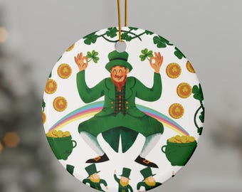 Ornements en céramique, Décoration de la Saint-Patrick, Ornement de lutin, Décoration de vacances, Impression recto-verso