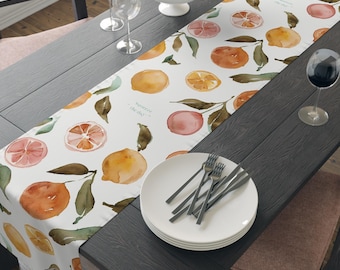 Citrus Table Runner, Kitchen, Farmhouse Table Decor, Dining Linens, Gift for Chef