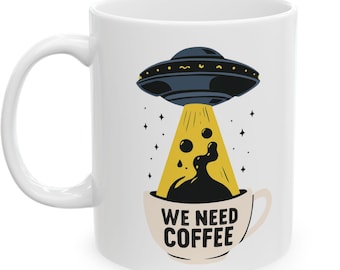 Taza de cerámica para amantes del café OVNI / 11 oz 15 oz, regalo para él
